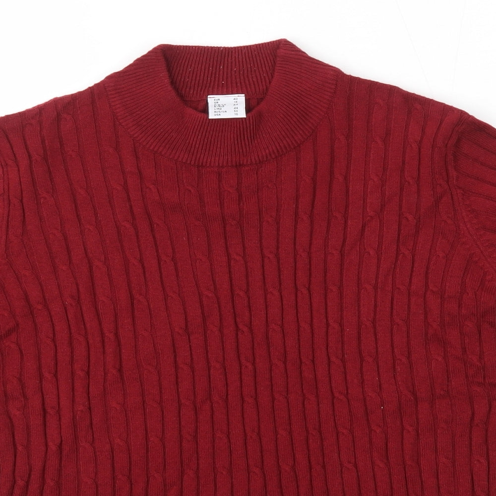 Preworn Womens Red High Neck  Acrylic Pullover Jumper Size 16   - Burgundy