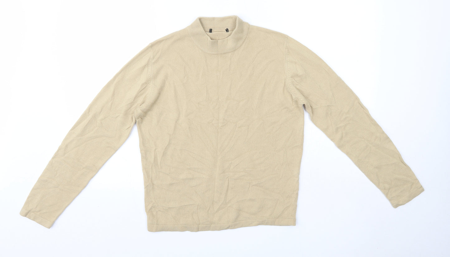 M&S Womens Beige High Neck  Acrylic Pullover Jumper Size 12