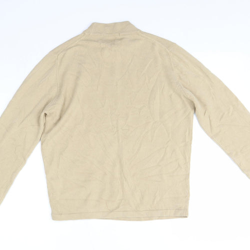 M&S Womens Beige High Neck  Acrylic Pullover Jumper Size 12