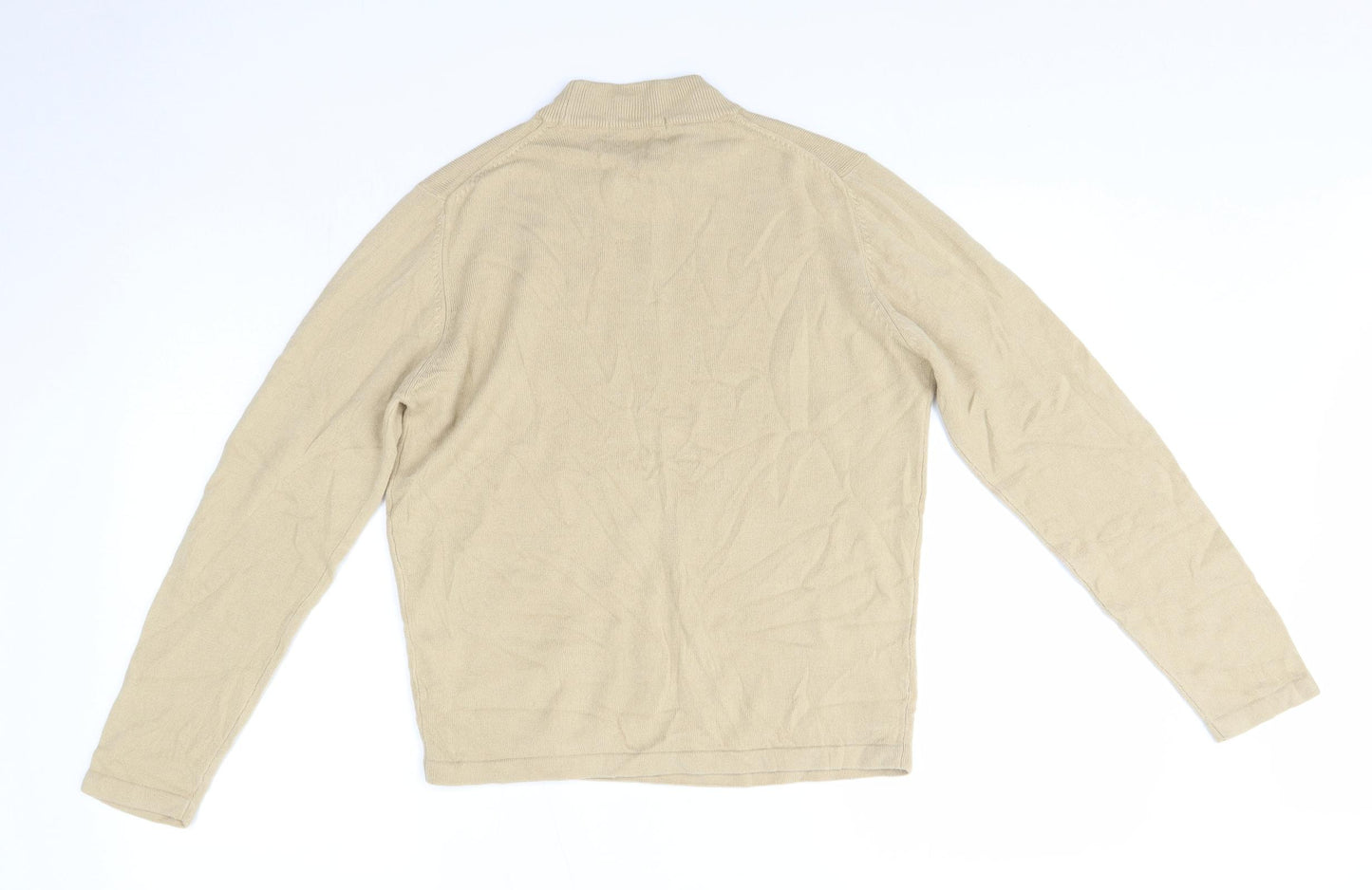 M&S Womens Beige High Neck  Acrylic Pullover Jumper Size 12