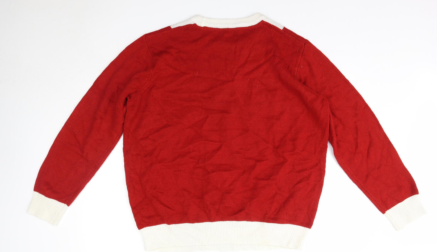 F&F Mens Multicoloured Round Neck  Acrylic Pullover Jumper Size 2XL   - Christmas
