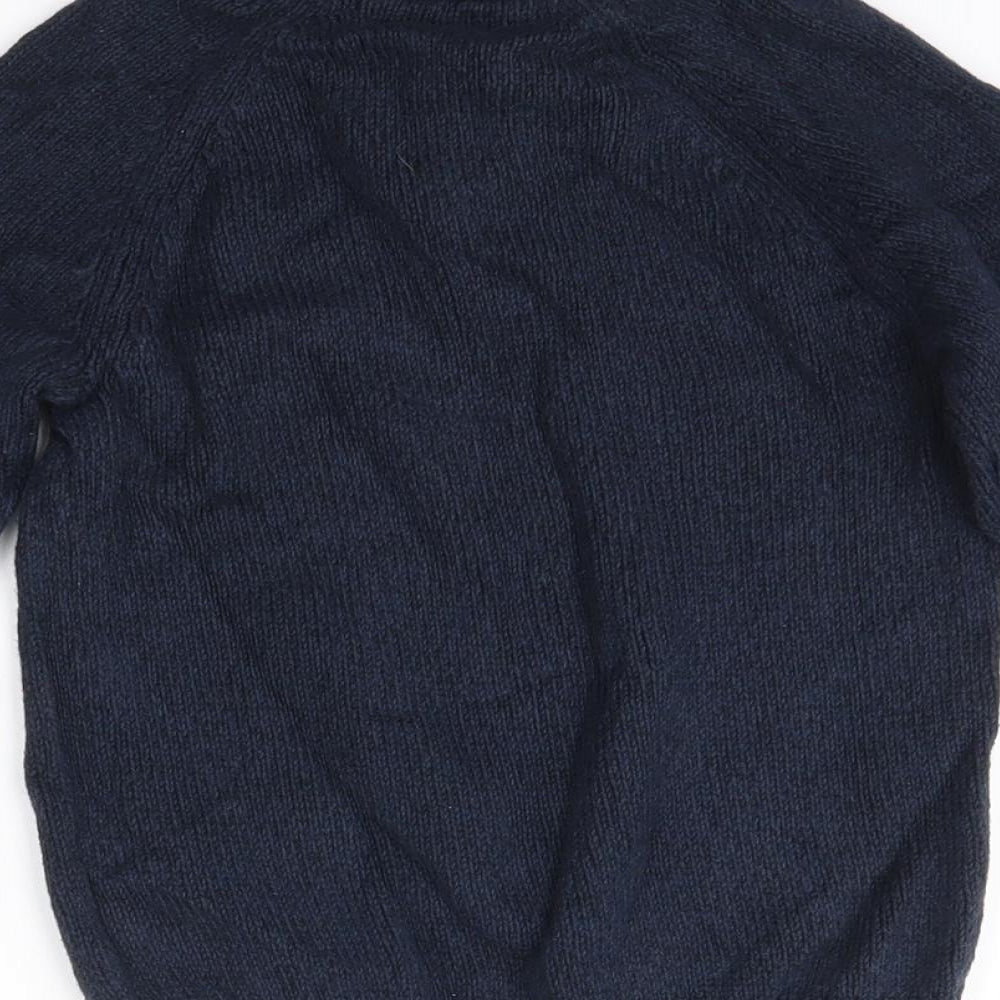 H&M Boys Blue High Neck  100% Cotton Pullover Jumper Size 5-6 Years