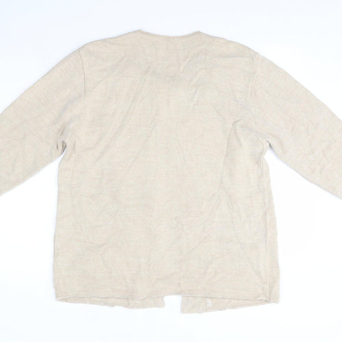 Paramour Womens Beige Round Neck  Acrylic Cardigan Jumper Size L
