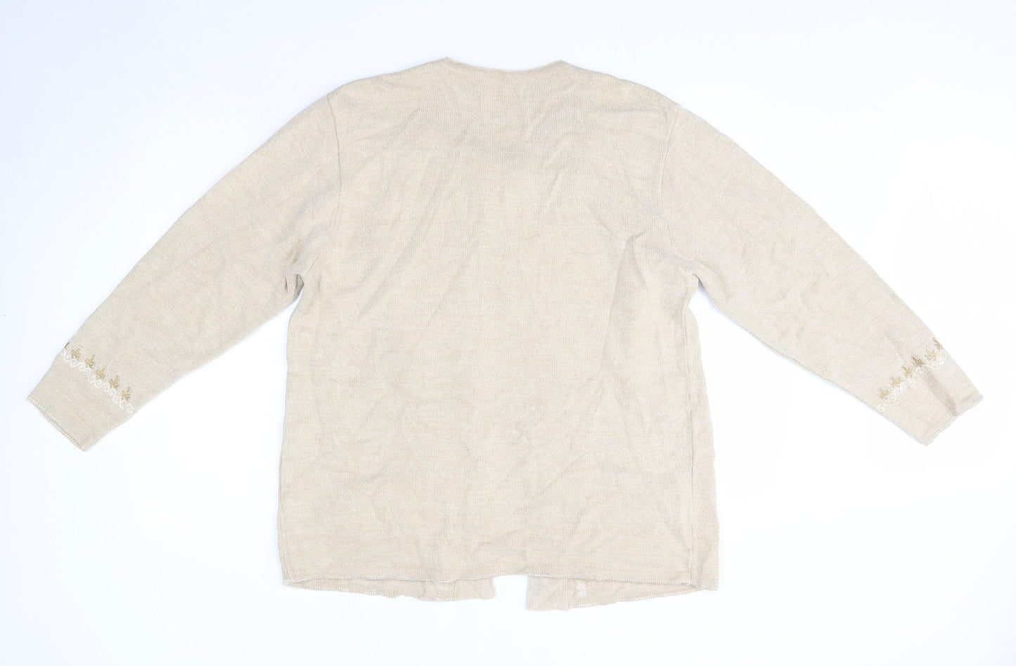 Paramour Womens Beige Round Neck  Acrylic Cardigan Jumper Size L