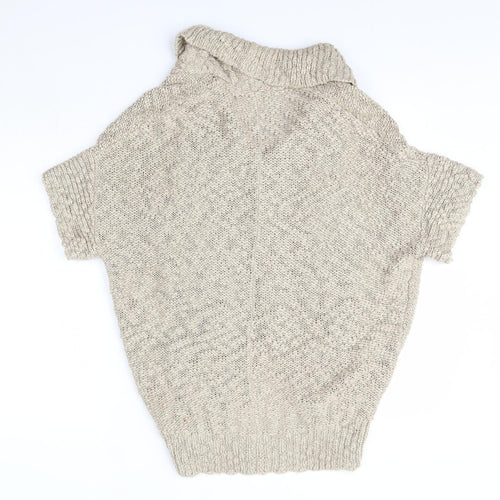 George Womens Beige Collared  Acrylic Cardigan Jumper Size S