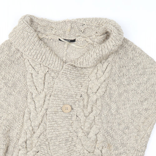 George Womens Beige Collared  Acrylic Cardigan Jumper Size S