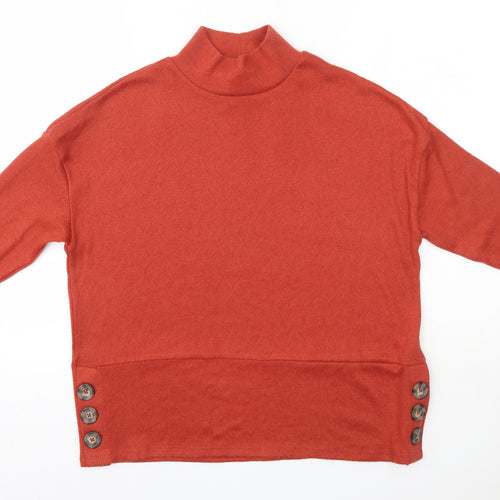 Pep & Co Womens Orange High Neck  Polyester Pullover Jumper Size 8