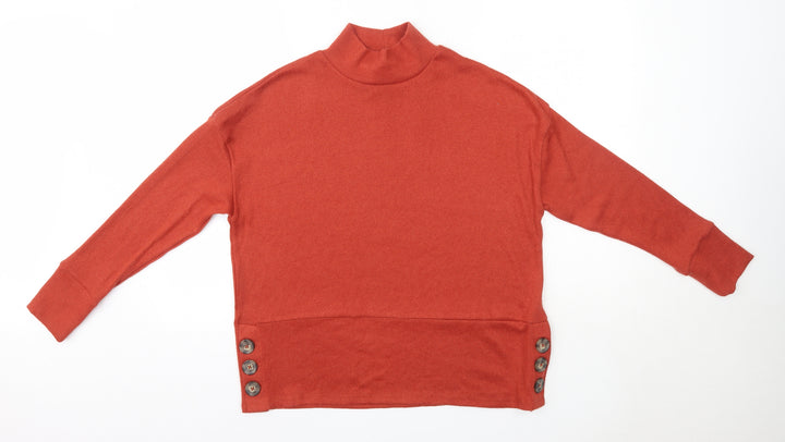 Pep & Co Womens Orange High Neck  Polyester Pullover Jumper Size 8