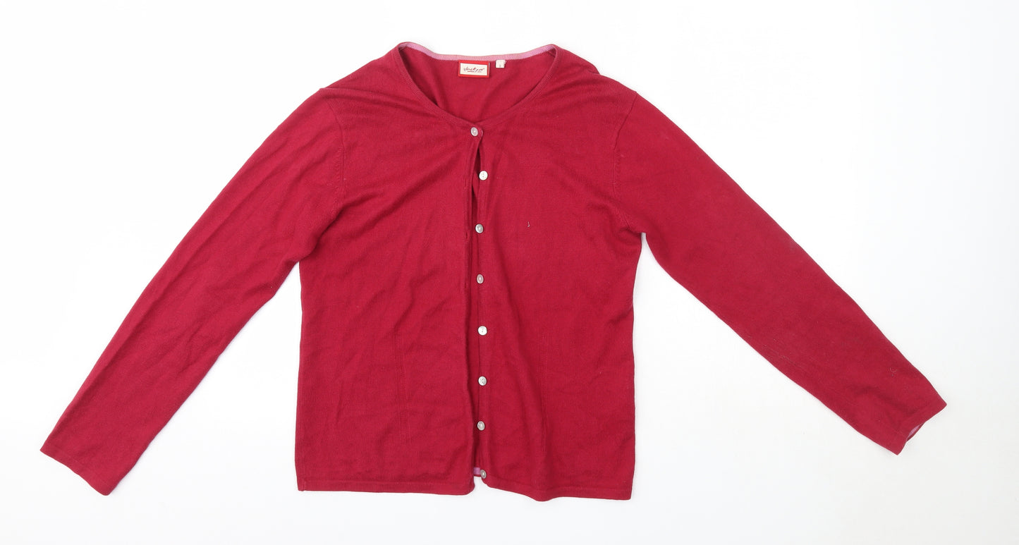 Jackpot Womens Pink Round Neck  Cotton Cardigan Jumper Size M