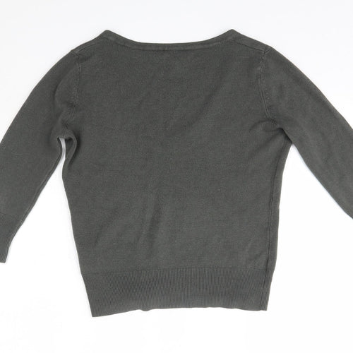 Topshop Womens Grey V-Neck  Acrylic Pullover Jumper Size 8