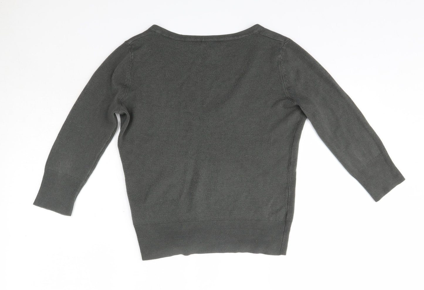 Topshop Womens Grey V-Neck  Acrylic Pullover Jumper Size 8