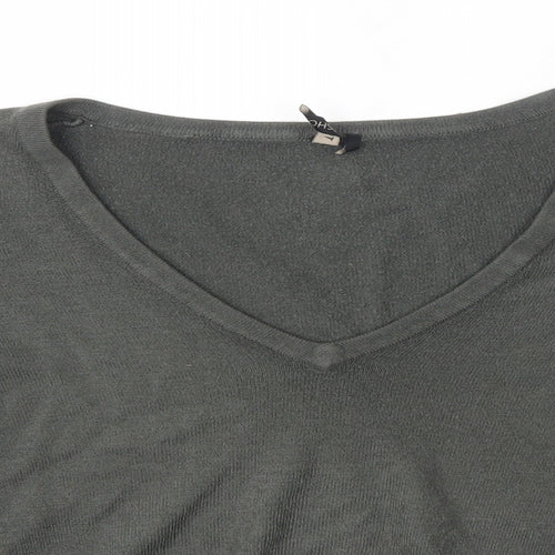 Topshop Womens Grey V-Neck  Acrylic Pullover Jumper Size 8