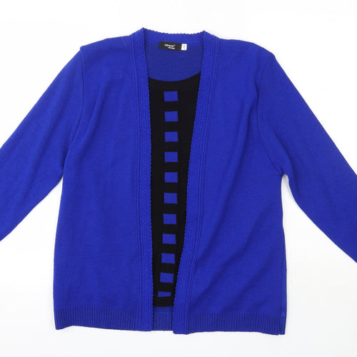 Glimose Design Womens Blue Round Neck  Acrylic Cardigan Jumper Size L