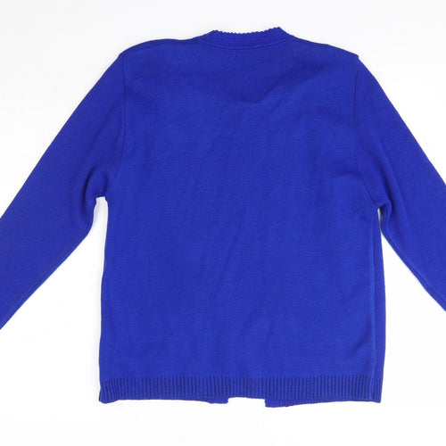 Glimose Design Womens Blue Round Neck  Acrylic Cardigan Jumper Size L