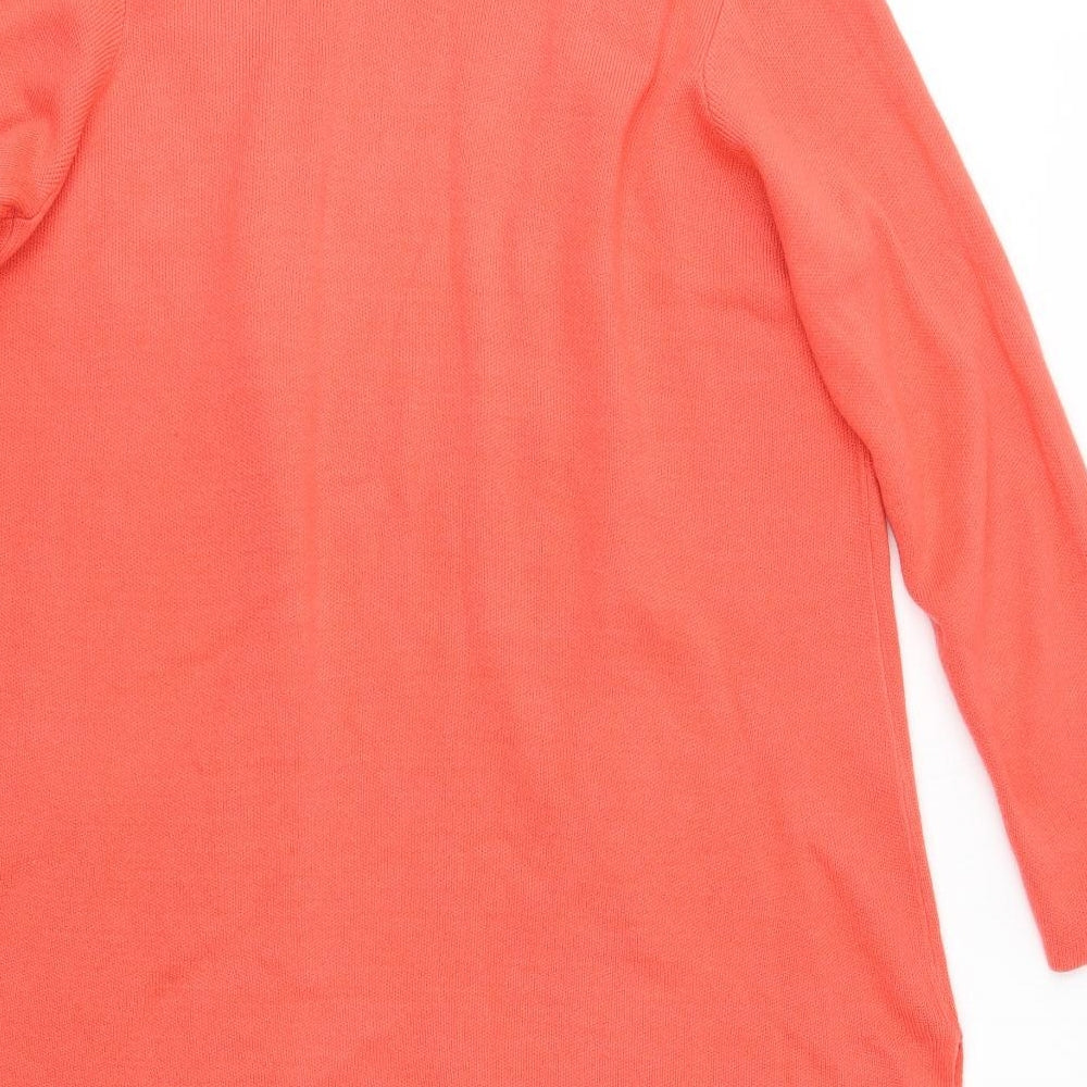 JD Williams Womens Orange V-Neck  Acrylic Cardigan Jumper Size 16