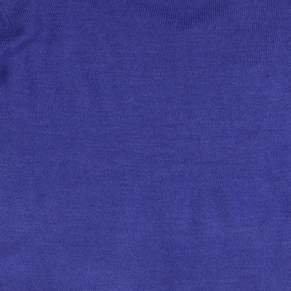 Isle Womens Blue V-Neck  Acrylic Pullover Jumper Size M
