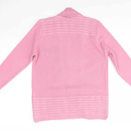 Classics Womens Pink V-Neck  Acrylic Cardigan Jumper Size S