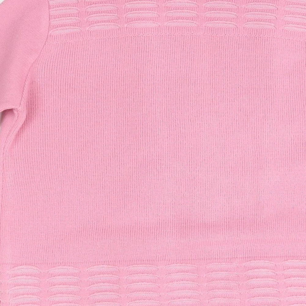 Classics Womens Pink V-Neck  Acrylic Cardigan Jumper Size S