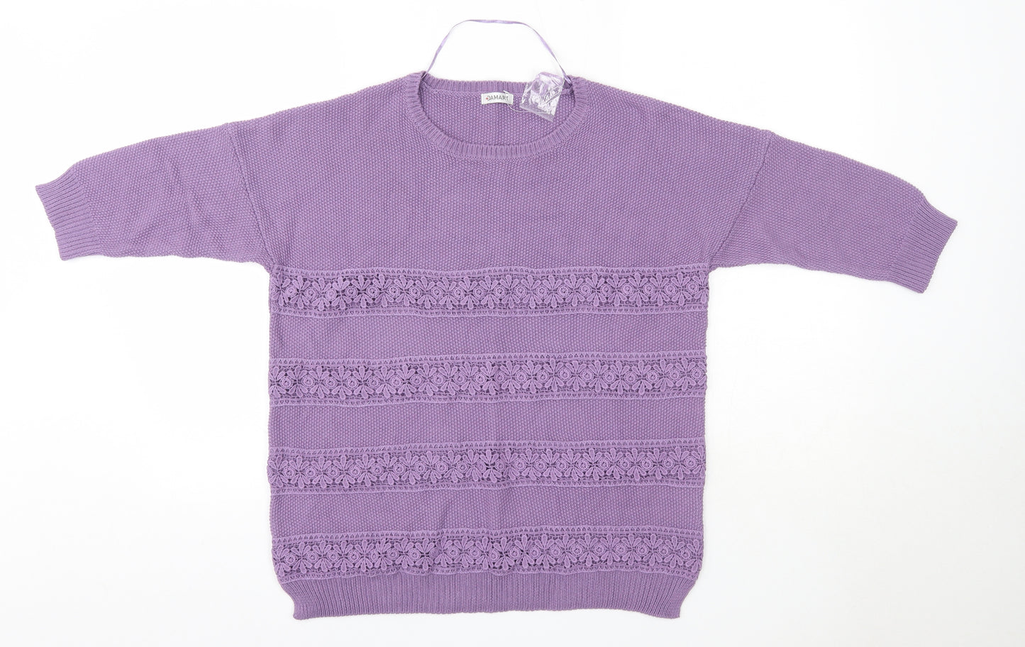 Damart Womens Purple Round Neck  100% Cotton Pullover Jumper Size 10