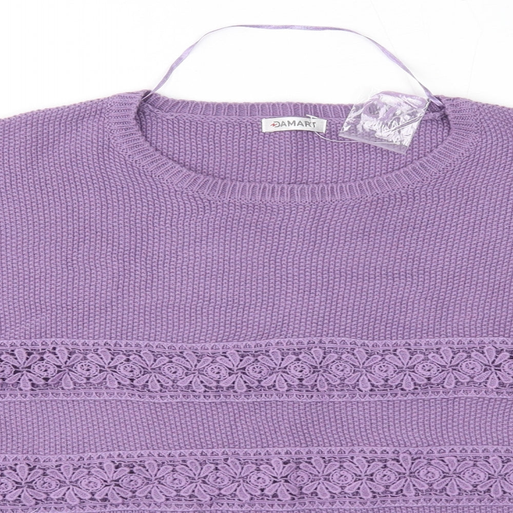 Damart Womens Purple Round Neck  100% Cotton Pullover Jumper Size 10