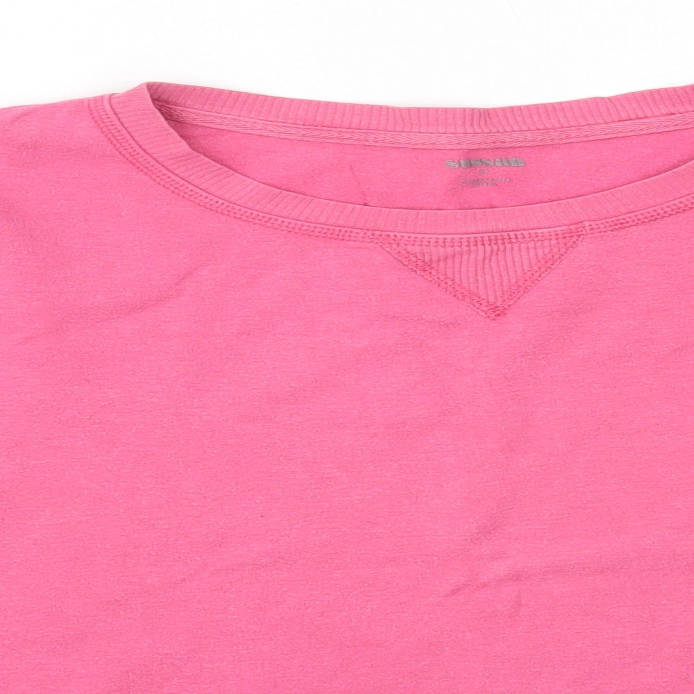 Sussan Womens Pink Round Neck  100% Cotton Pullover Jumper Size M