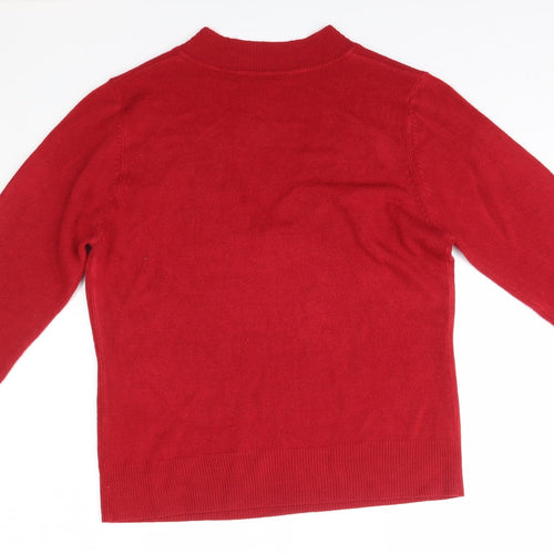 Key West Womens Red V-Neck  Acrylic Pullover Jumper Size M