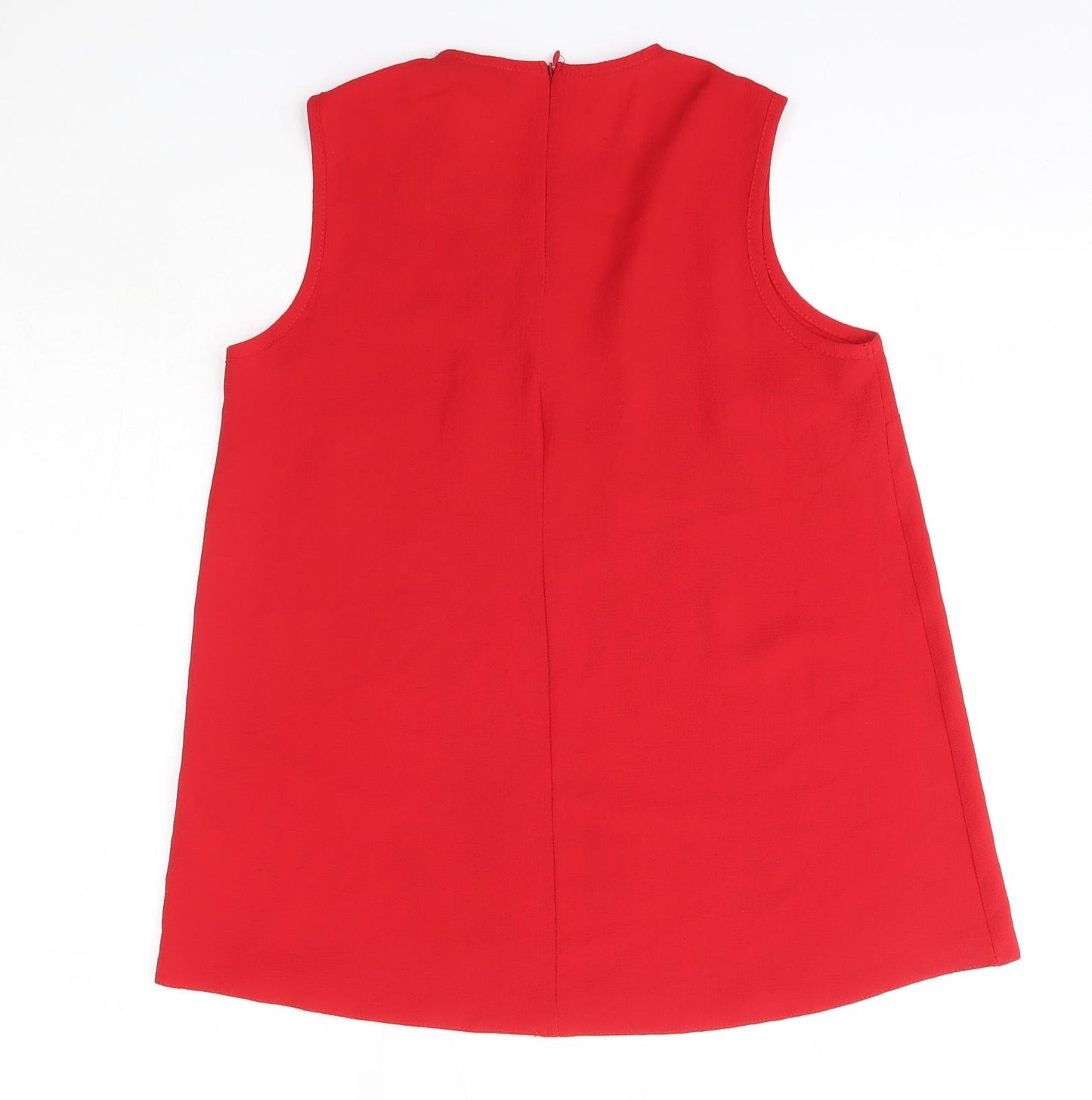 Select Womens Red  Polyester Basic Blouse Size 6 Round Neck