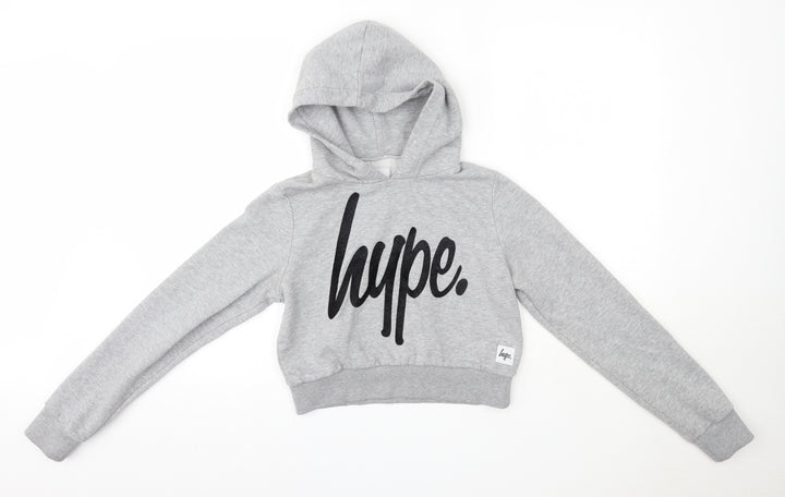 Hype Womens Grey Cotton Pullover Hoodie Size 6