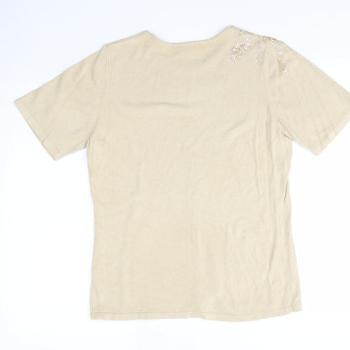 BHS Womens Beige Round Neck  Acrylic Pullover Jumper Size 14