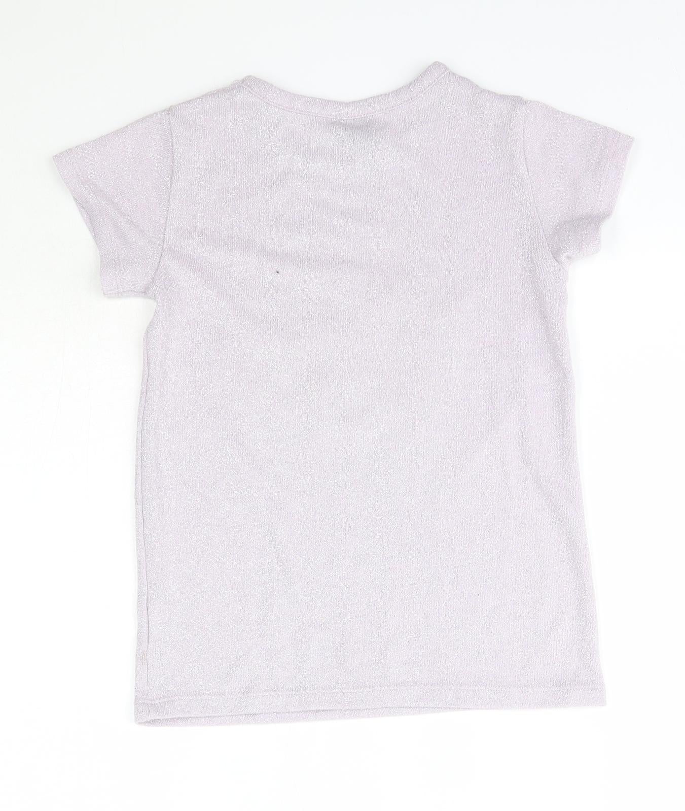 YD Girls Purple  Polyester Basic T-Shirt Size 8-9 Years Round Neck  - Mermaid