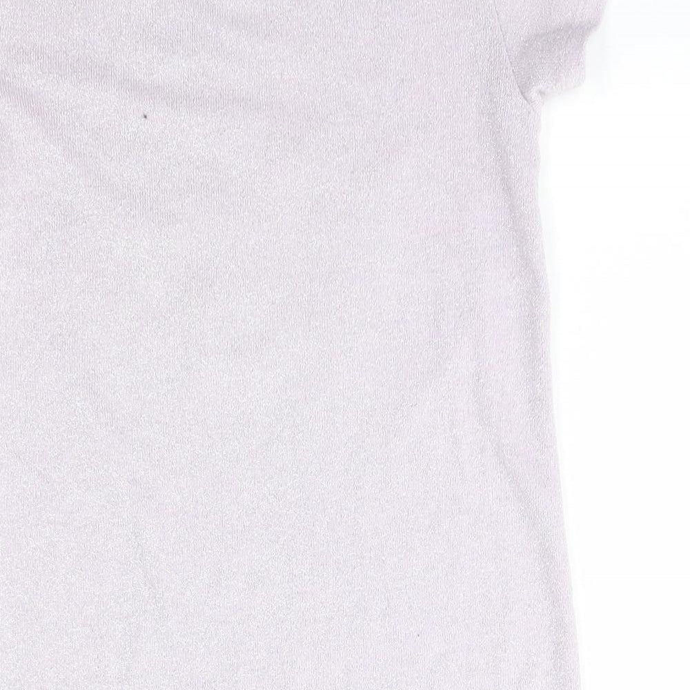 YD Girls Purple  Polyester Basic T-Shirt Size 8-9 Years Round Neck  - Mermaid