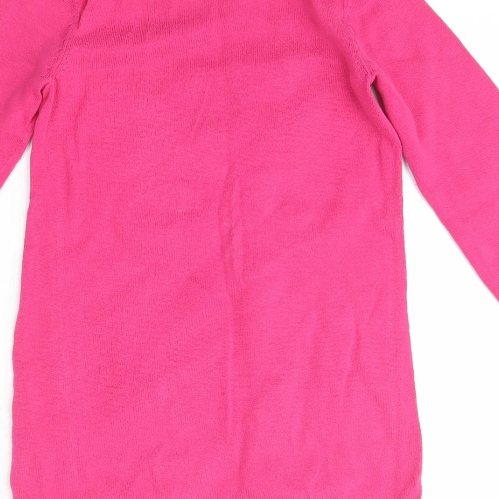 bluezoo Girls Pink  100% Cotton Jumper Dress  Size 8-9 Years  Round Neck  - Cat