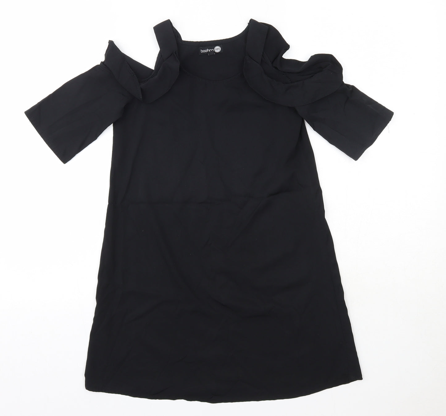 Boohoo Girls Black  Viscose A-Line  Size 7-8 Years  Round Neck