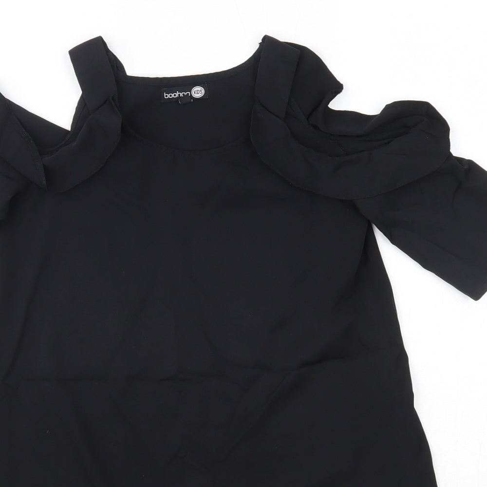 Boohoo Girls Black  Viscose A-Line  Size 7-8 Years  Round Neck