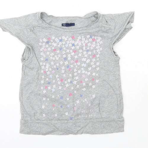 GAP Kids Girls Grey  100% Cotton Basic T-Shirt Size 8 Years Round Neck