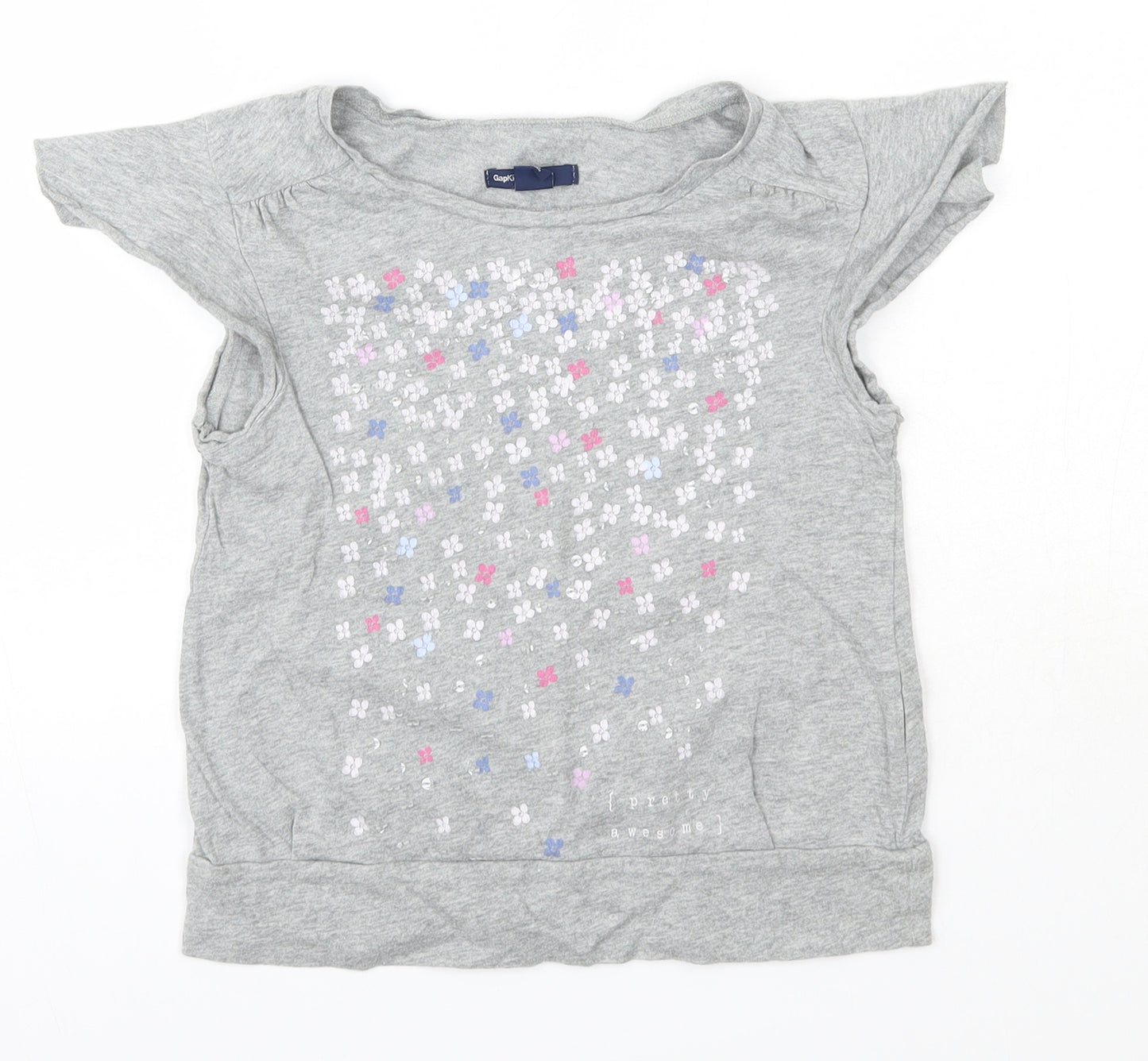 GAP Kids Girls Grey  100% Cotton Basic T-Shirt Size 8 Years Round Neck