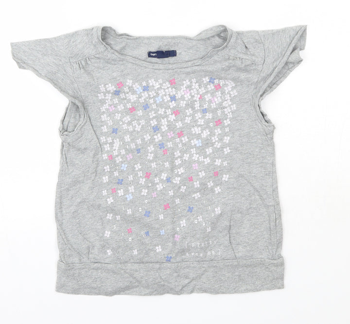 GAP Kids Girls Grey  100% Cotton Basic T-Shirt Size 8 Years Round Neck