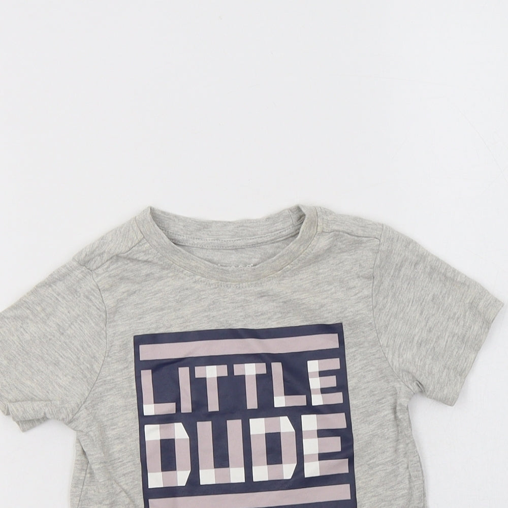 Nutmeg Baby Grey  Cotton Basic T-Shirt Size 18-24 Months Crew Neck  - Little Dude