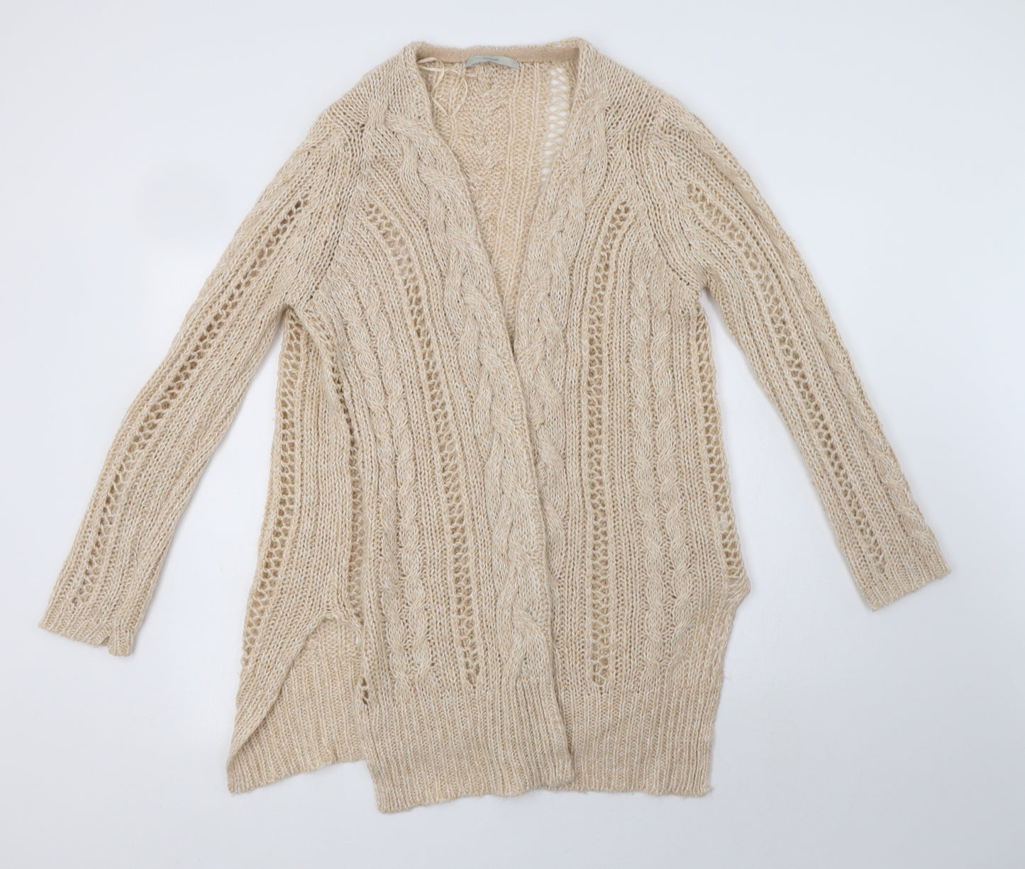 George Womens Beige V-Neck  Acrylic Cardigan Jumper Size 14
