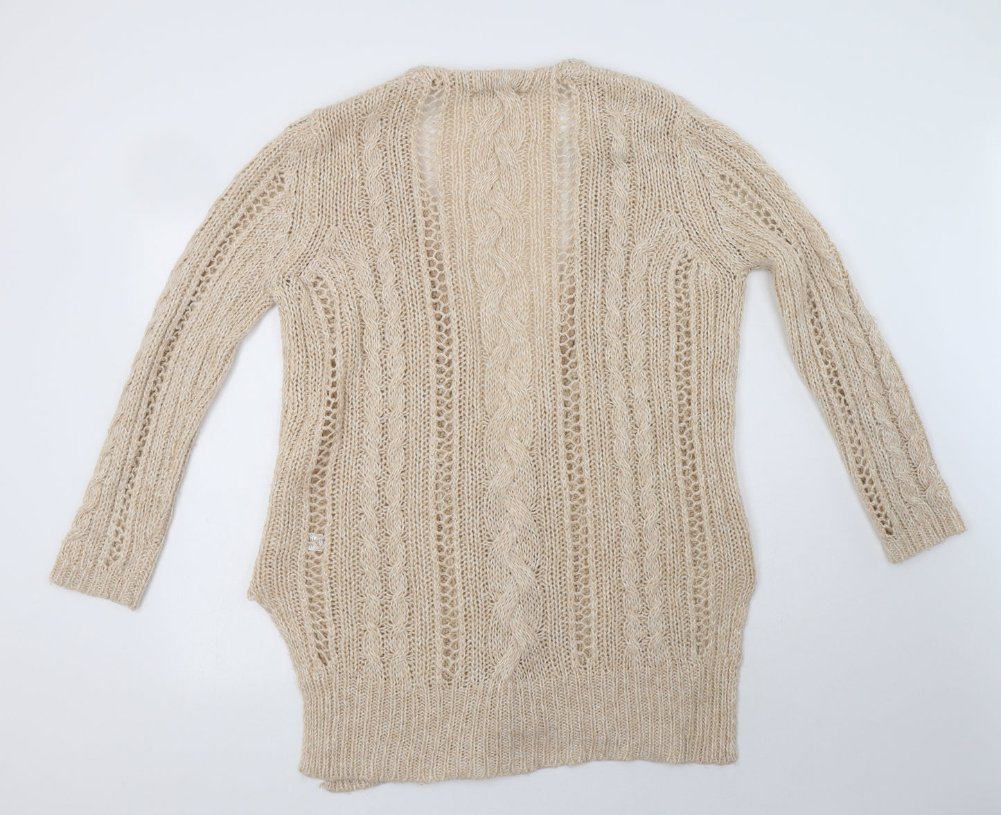 George Womens Beige V-Neck  Acrylic Cardigan Jumper Size 14