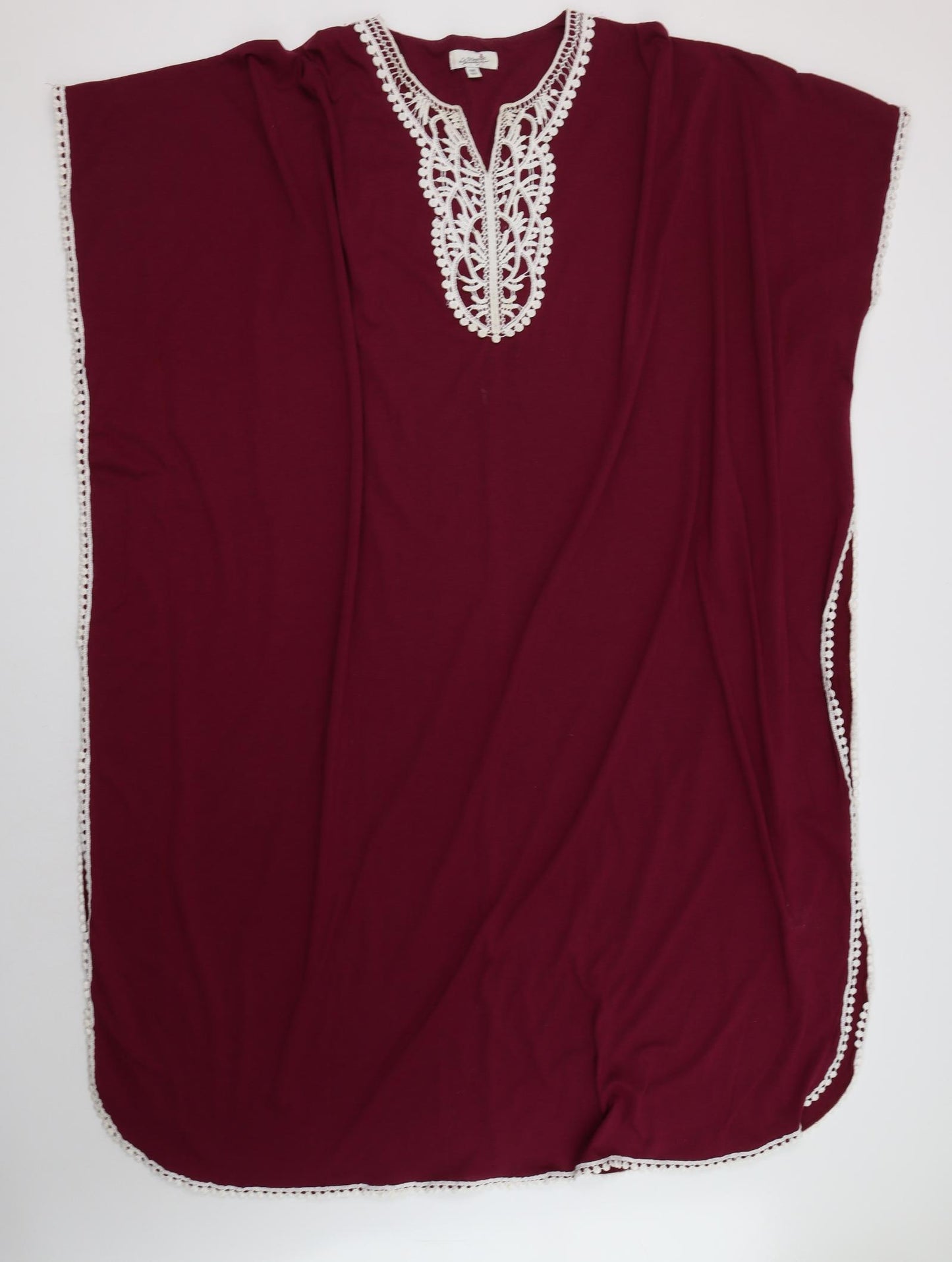 La marquise Womens Purple  Cotton Tunic Blouse One Size V-Neck - Beach Cover Up