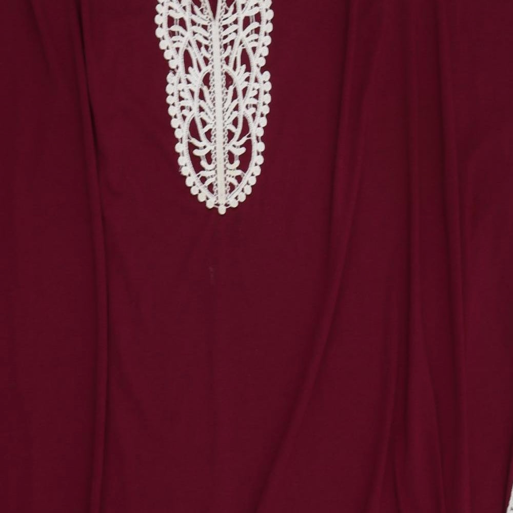 La marquise Womens Purple  Cotton Tunic Blouse One Size V-Neck - Beach Cover Up