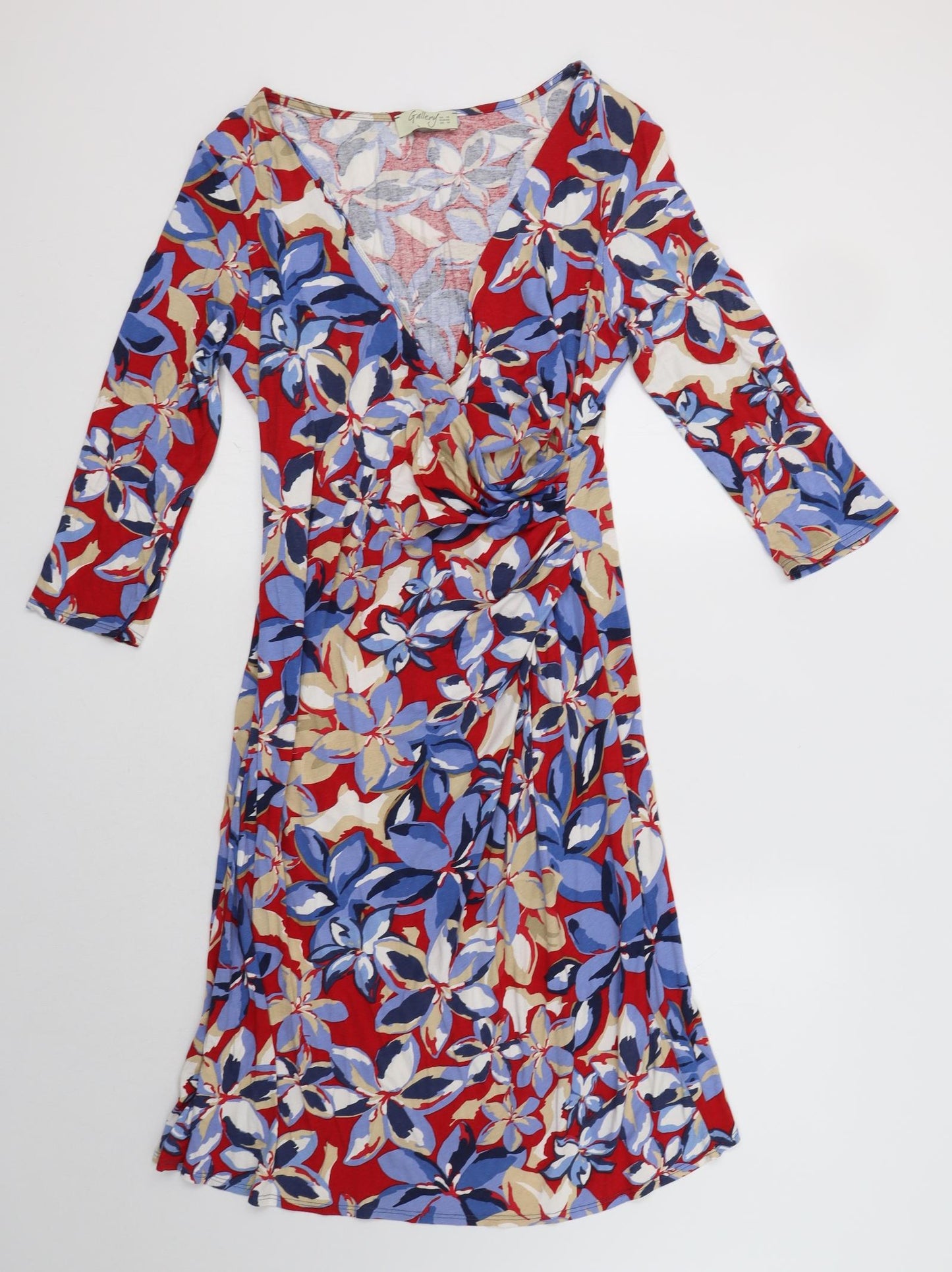 Gallery Womens Multicoloured Geometric Viscose Wrap Dress  Size 18  V-Neck