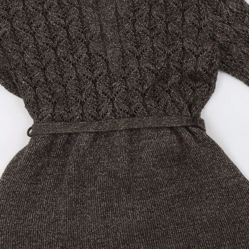 Matalan Womens Gold V-Neck  Acrylic Cardigan Jumper Size 16