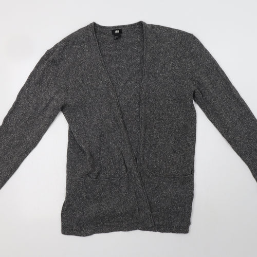H&M Womens Grey V-Neck  Cotton Cardigan Jumper Size M