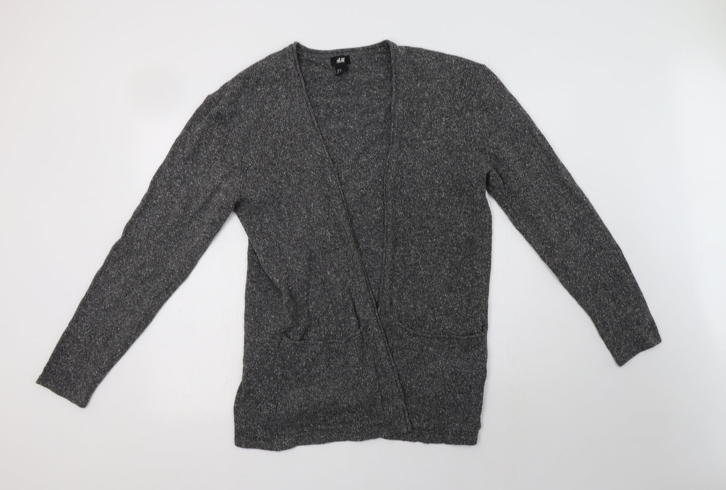 H&M Womens Grey V-Neck  Cotton Cardigan Jumper Size M