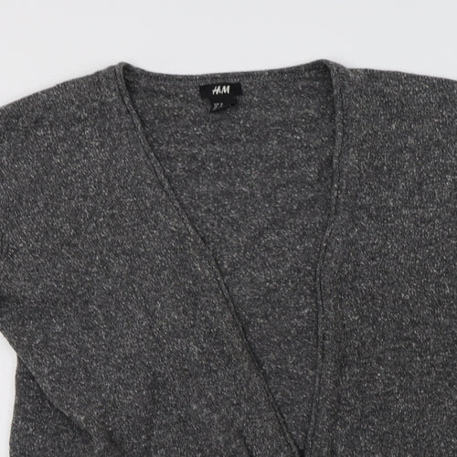 H&M Womens Grey V-Neck  Cotton Cardigan Jumper Size M