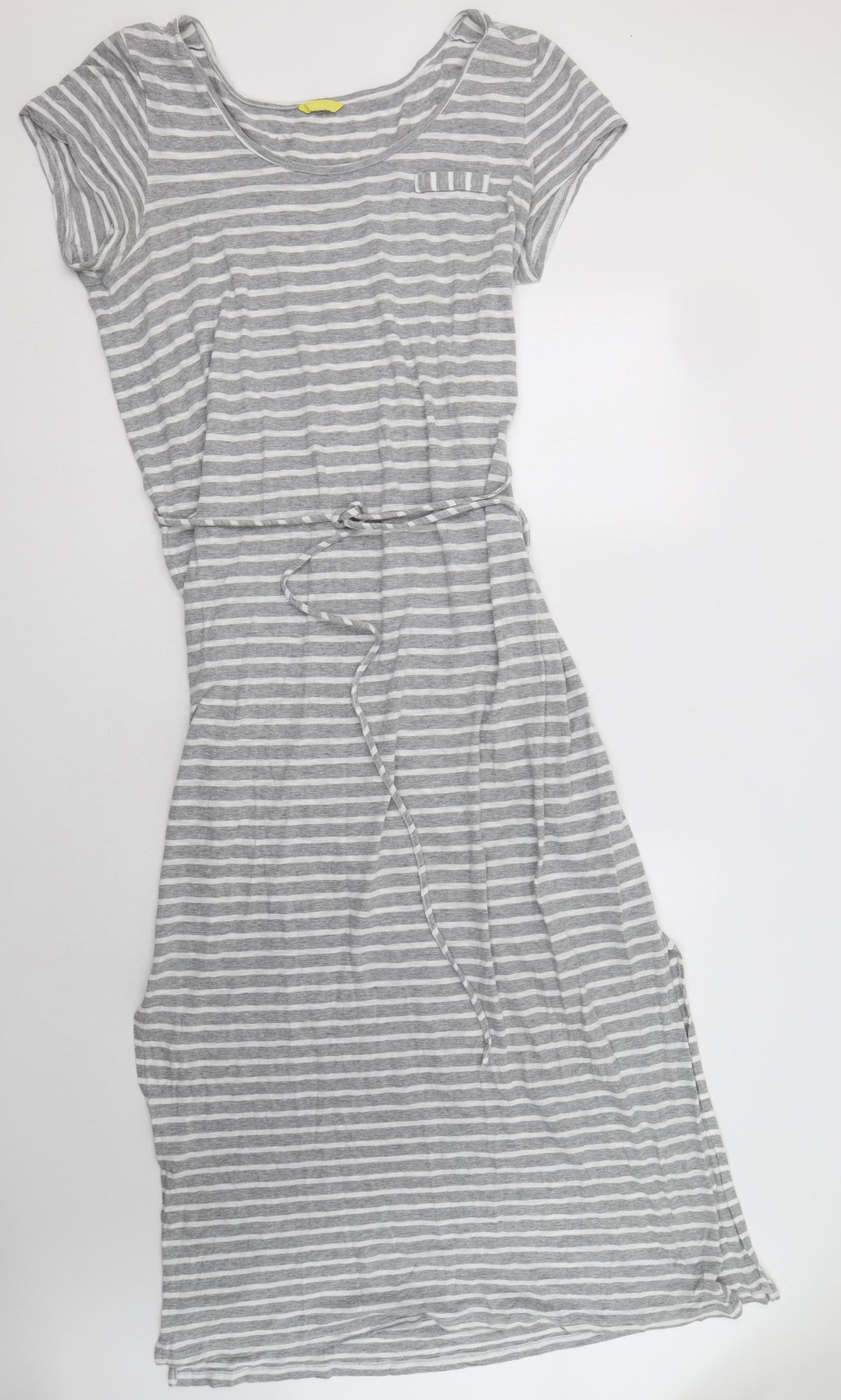 Joules Womens Grey Striped Cotton Maxi  Size L  Round Neck