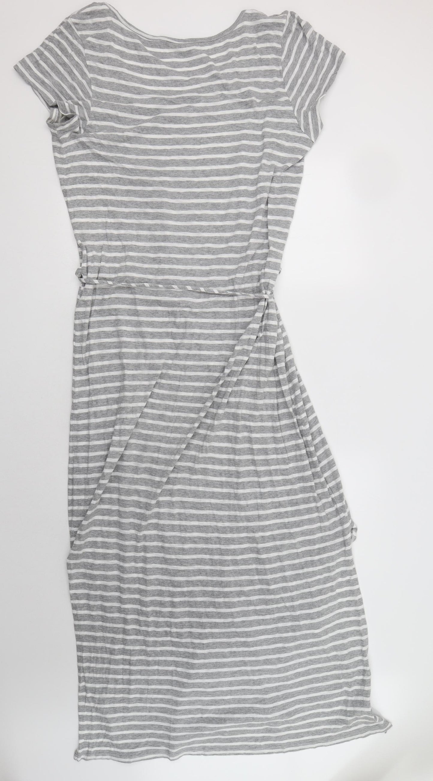 Joules Womens Grey Striped Cotton Maxi  Size L  Round Neck