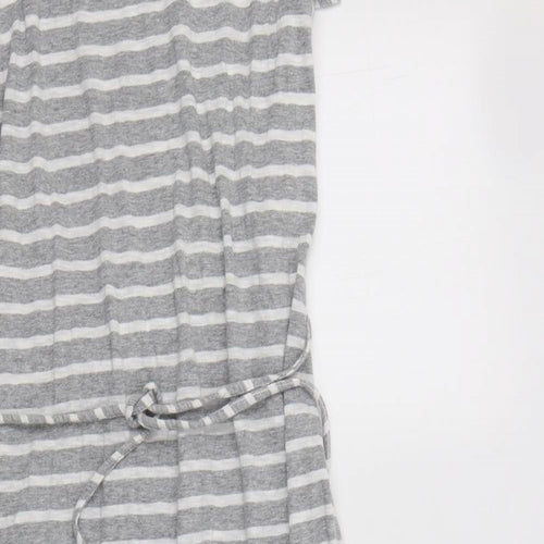 Joules Womens Grey Striped Cotton Maxi  Size L  Round Neck